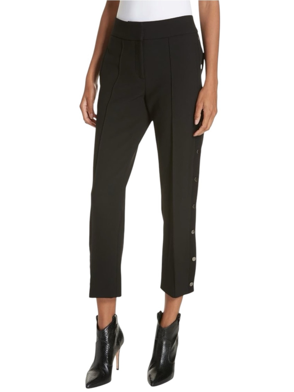 Veronica Beard Irving Side Snap Pants Black Size US 2 Cropped Straight Leg